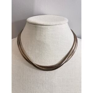 Vintage Gold and Silver Tone Multi Strand Mesh Necklace